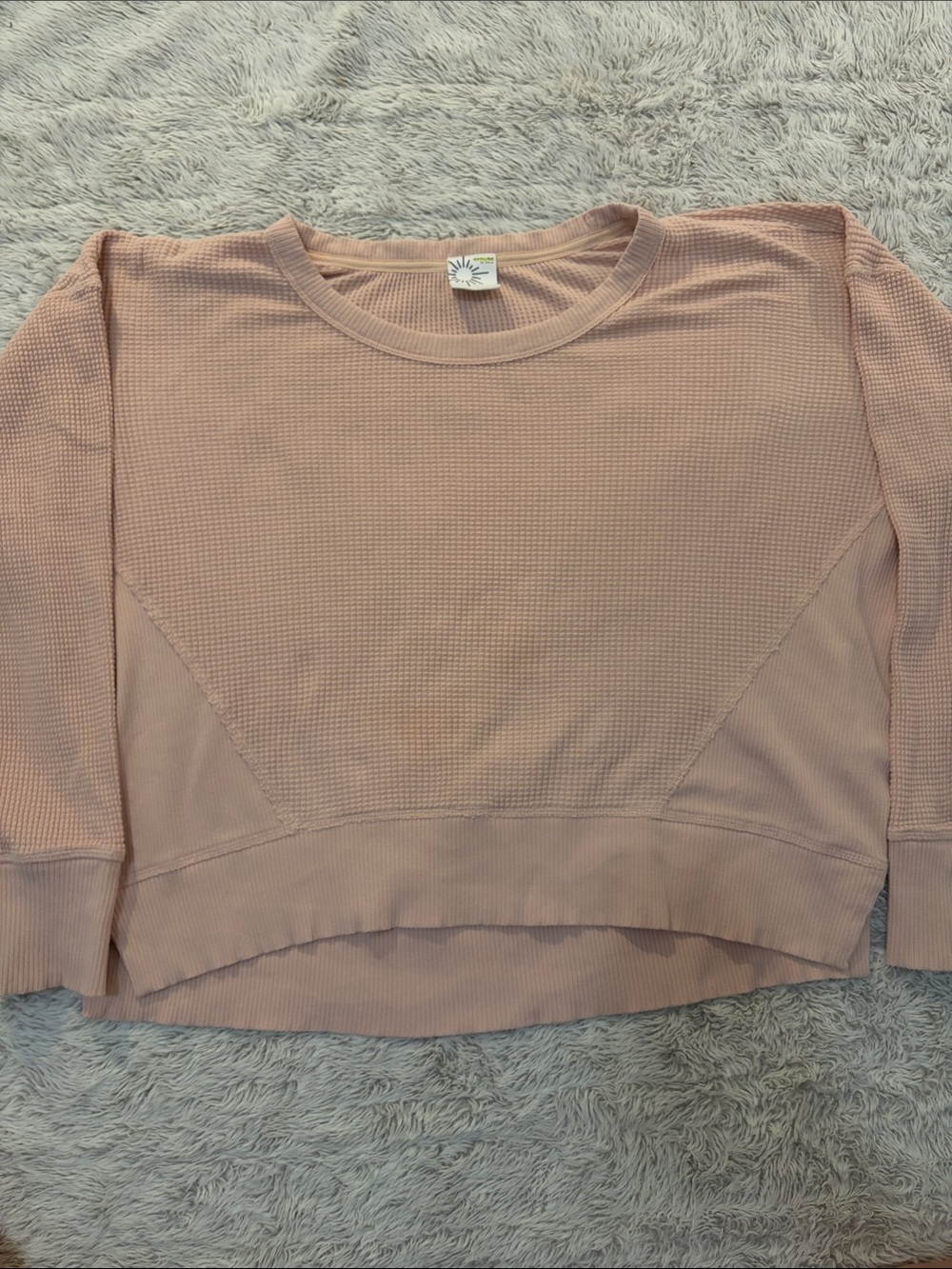 Offline By Aerie Light Pink Pullover Waffle Knit Sweater